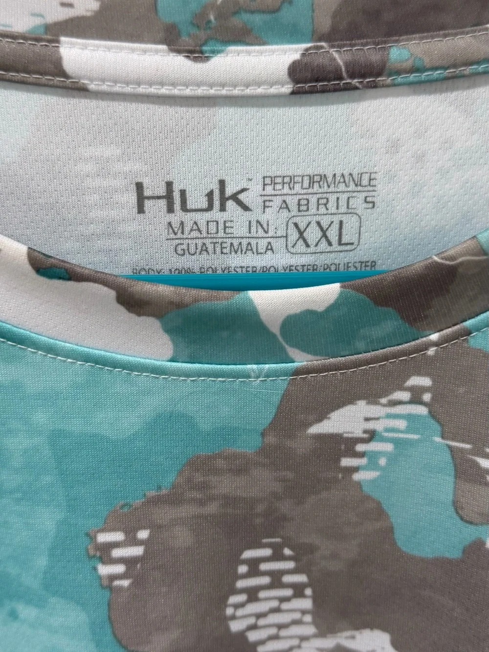 Huk Men’s Performance Fishing Long Sleeve Shirt - Teal, White, Gray